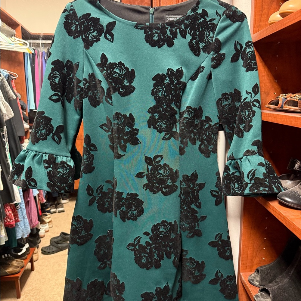 Jessica Howard Blue A-Line Bell Sleeve Dress